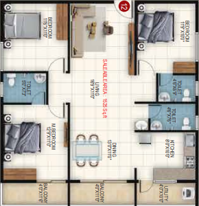 3 BHK Floor Plan