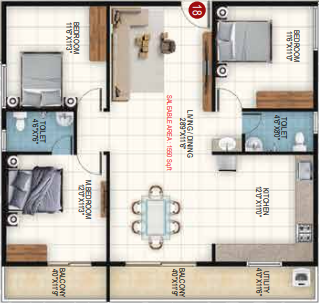 2 BHK Floor Plan